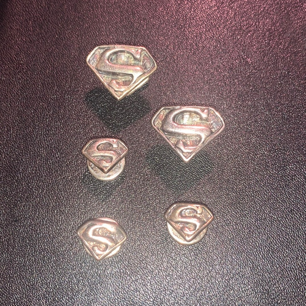 DC Comics cuff links and collar pins